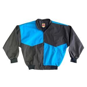 Vintage Bee Wild Jacket Large Blue Black Windbreaker  Western Made in USA 90s